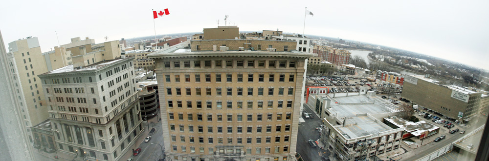 Blick aus meinem Hotelzimmer in Winnipeg
