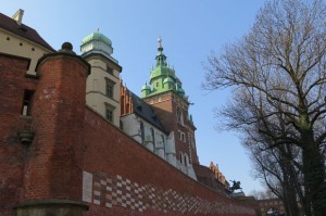 Erster Blick auf den Wawel, die ehemalige Residenz der polnischen Könige