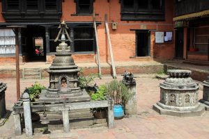 Der Innenhof des Kumari-Hauses in Patan in Nepal bei Kathmandu