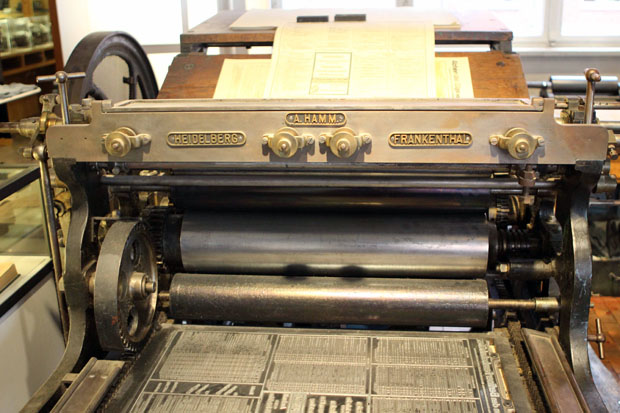 Viele alte Druckmaschinen sind ausgestellt