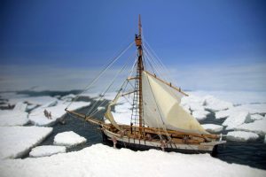 Segelschiff Grönland bei einer Polarexpedition im Eis
