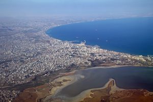 Kurz vor der Landung des Fluges mit Condor in Larnaka auf Zypern