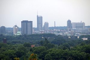 Blick auf die Skyline vom Stadtzentrum von Essen