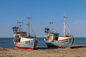 In der Jammerbucht in Dänemark werden die Fischerboote noch auf den Strand gezogen.